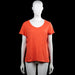 Firefly - T-shirt - Orange - Size S - Solid orange short-sleeve top with a V-neckline and plain cuffs. Straight hem with no visible closures or pockets.