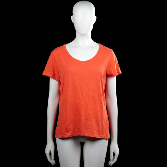 Firefly - T-shirt - Orange - Size S - Solid orange short-sleeve top with a V-neckline and plain cuffs. Straight hem with no visible closures or pockets.