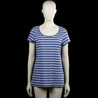 Kappahl - T-shirt - Royal Blue & White - Size M - Royal blue and white horizontally striped top with a scoop neckline and short sleeves. Straight hem with plain sleeve cuffs.