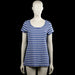 Kappahl - T-shirt - Royal Blue & White - Size M - Royal blue and white horizontally striped top with a scoop neckline and short sleeves. Straight hem with plain sleeve cuffs.