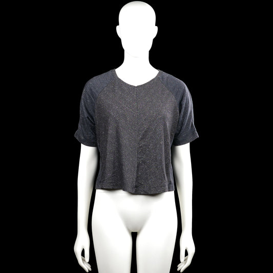 Mexx - T-shirt - Dark Gray - Size M - Dark gray solid top with a round neckline and short raglan sleeves. Features plain cuffs and a straight hem.