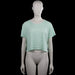 Monkl - T-shirt - Mint & White - Size L - Mint and white striped top with a scoop neckline and short sleeves. Straight hem with side slits.
