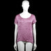 Made In Italy - T-shirt - Purple - Size L - Solid purple top with a scoop neckline and short sleeves with rolled cuffs. Curved hem with no visible closures.
