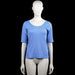 Vero Moda - T-shirt - Light Blue - Size S - Light blue solid top with a scoop neckline and three-quarter sleeves. Features plain cuffs and a straight hem.