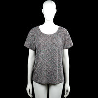 Alice bizous - T-shirt - Gray & Forest Green - Size XL - Gray and forest green top with an all-over abstract print and a scoop neckline. Features short sleeves with plain cuffs and a straight hem.