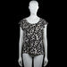H&M - T-shirt - White & Black - Size M - White and black top with an all-over irregular spot print and a scoop neckline. Features short flutter sleeves with plain cuffs and a straight hem.
