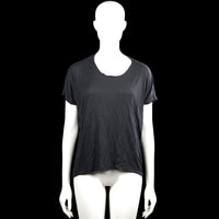 Mbvm - T-shirt - Charcoal - Size S - Charcoal solid top with a scoop neckline and short sleeves. Straight hem with no visible closures.