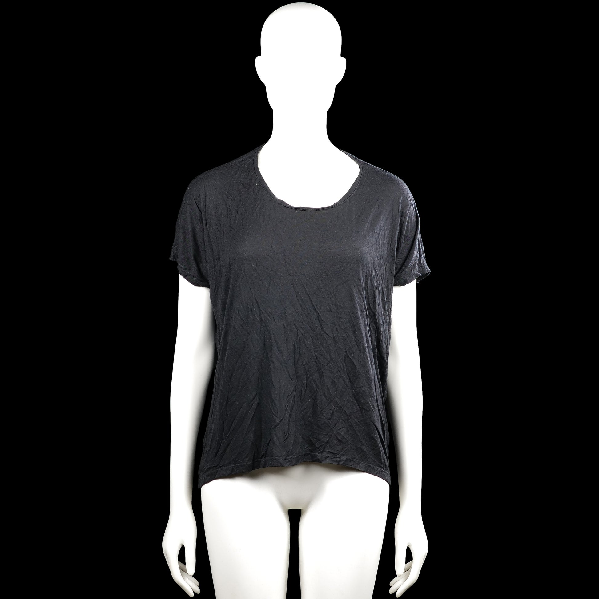 Mbvm - T-shirt - Charcoal - Size S - Charcoal solid top with a scoop neckline and short sleeves. Straight hem with no visible closures.