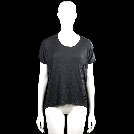 Mbvm - T-shirt - Charcoal - Size S - Charcoal solid top with a scoop neckline and short sleeves. Straight hem with no visible closures.