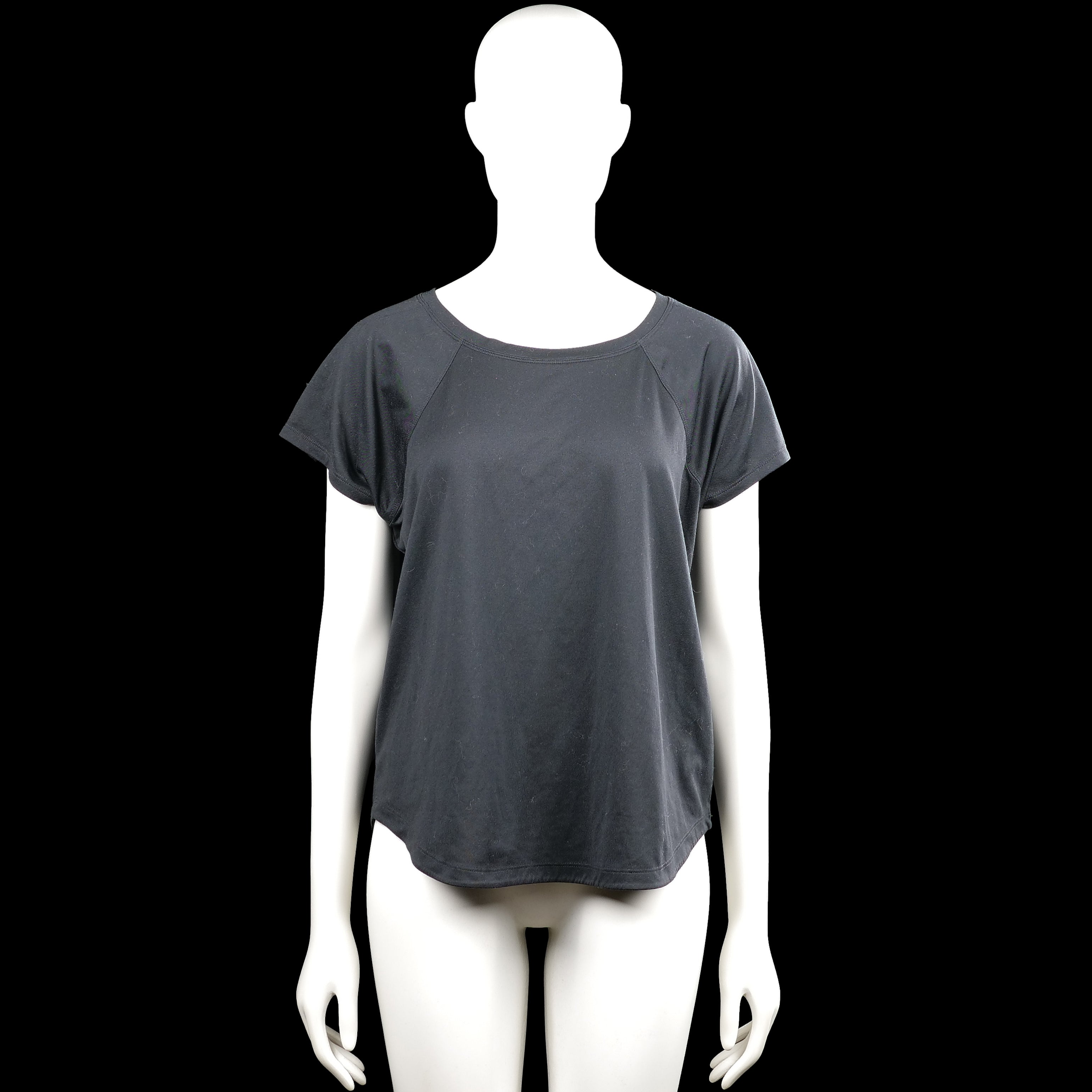 Soc - T-shirt - Charcoal - Size M - Charcoal solid top with a round neck and short sleeves. Curved hem with plain sleeve cuffs and a small logo at the upper back.
