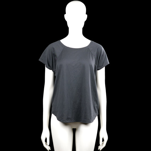 Soc - T-shirt - Charcoal - Size M - Charcoal solid top with a round neck and short sleeves. Curved hem with plain sleeve cuffs and a small logo at the upper back.