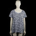 C&A - T-shirt - Light Gray & Black - Size XL - Light gray top with an all-over black leaf print and a scoop neckline. Features short sleeves with plain cuffs and a straight hem.