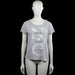 Only - T-shirt - Light Gray & White - Size S - Light gray short-sleeve top with a scoop neck and straight hem. Features a large white text and letter graphic on the front.