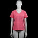 Enjoy - T-shirt - Pink - Size S - Pink T-shirt with a V-neck and short sleeves. Features a faint front graphic print and a straight hem.