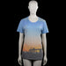 Non grada - T-shirt - Multicolored - Size M - Multicolored short-sleeve top with a round neckline and straight hem. Features a large landscape-style print with faint lettering and plain sleeve cuffs.