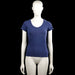 H&M - T-shirt - Navy - Size M - Navy solid short-sleeve top with a scoop neckline and plain cuffs. Features a straight hem with no visible closures or pockets.