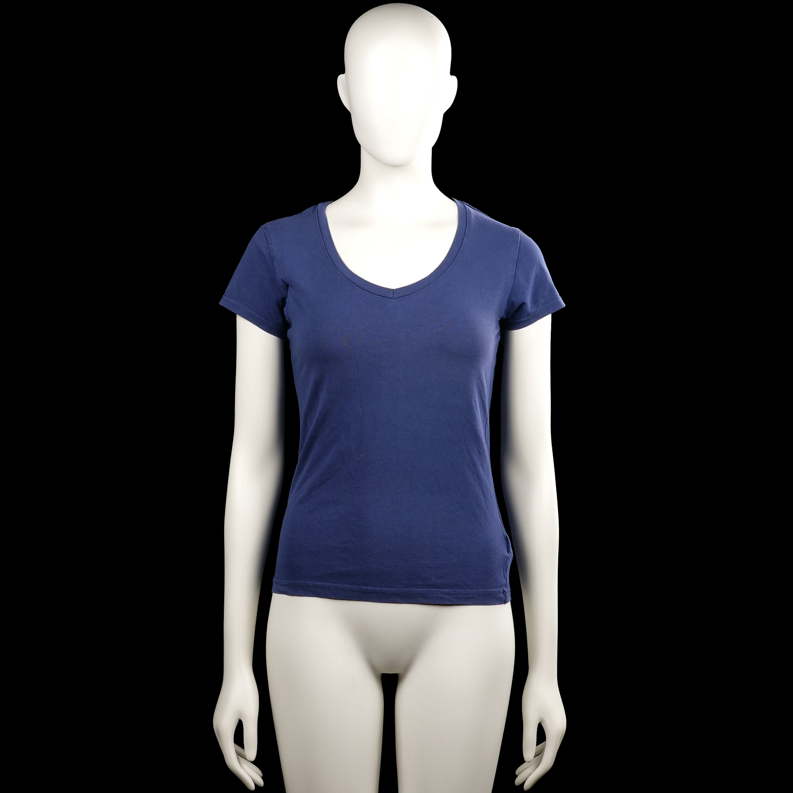 H&M - T-shirt - Navy - Size M - Navy solid short-sleeve top with a scoop neckline and plain cuffs. Features a straight hem with no visible closures or pockets.