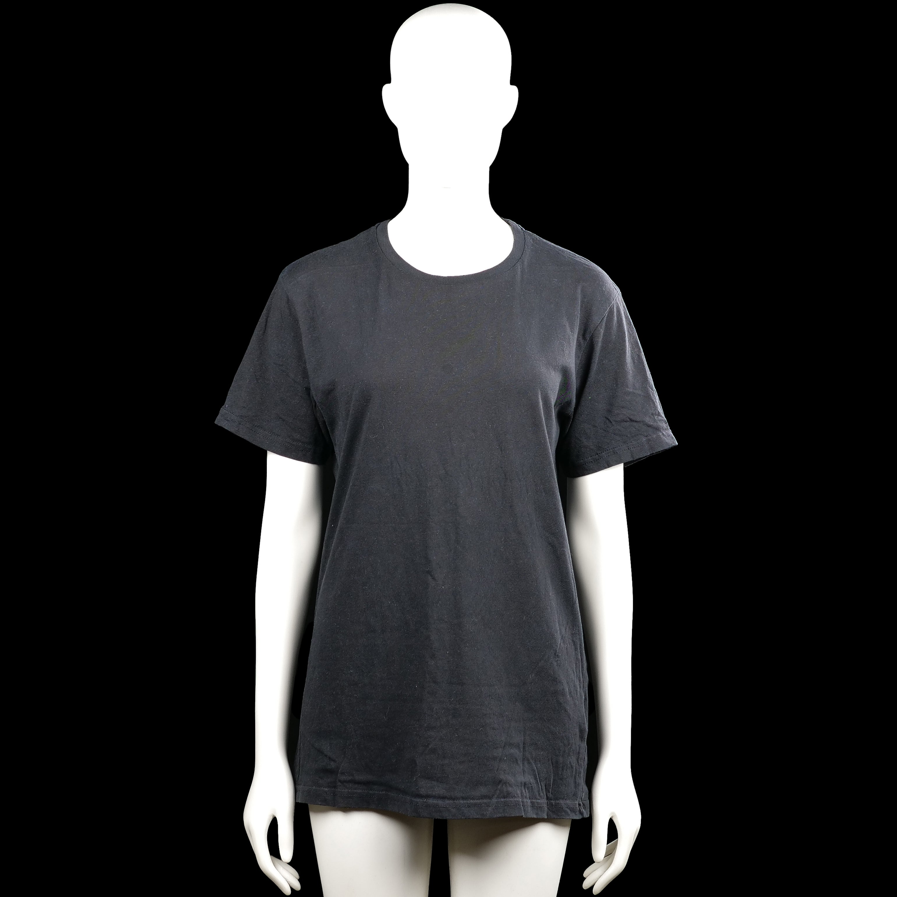 157 - T-shirt - Charcoal - Size M - Charcoal solid top with a round neck and short sleeves. Straight hem and plain sleeve cuffs.