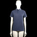 Primark - T-shirt - Navy & White - Size S - Navy polo shirt with a small dotted pattern, a three-button placket, and white trim on the collar and sleeve edges. Straight hem.