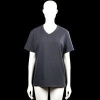 Mywear - T-shirt - Dark Gray - Size M - Dark gray solid T-shirt with a V-neckline and short sleeves. Straight hem with no visible closures or pockets.
