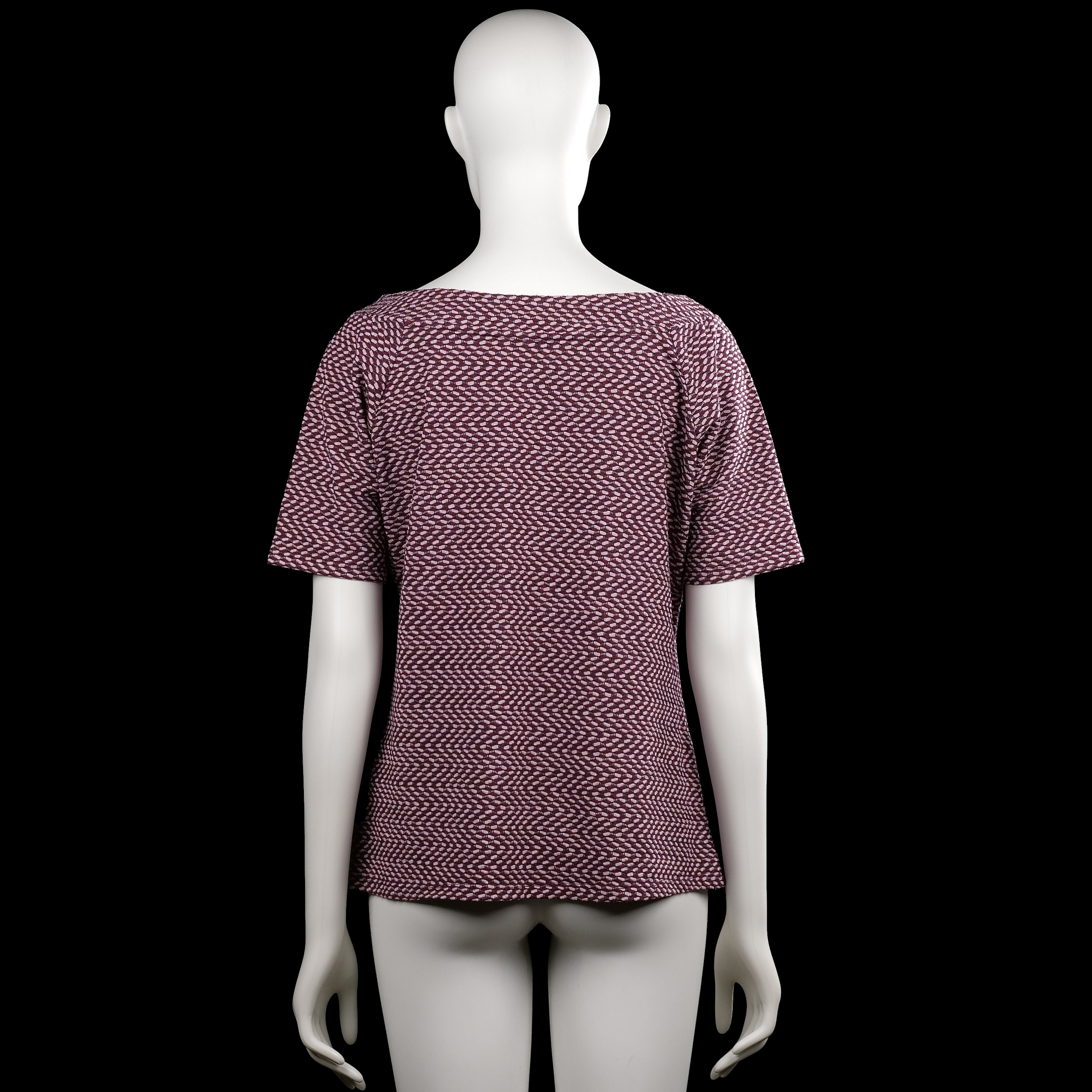 T-shirt - Burgundy & White - Size L
