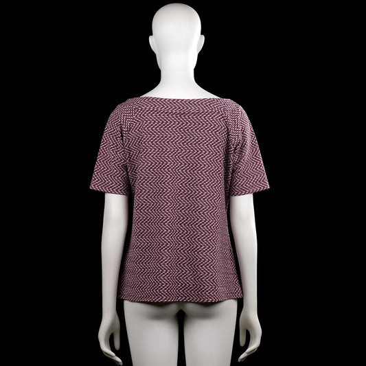 T-shirt - Burgundy & White - Size L