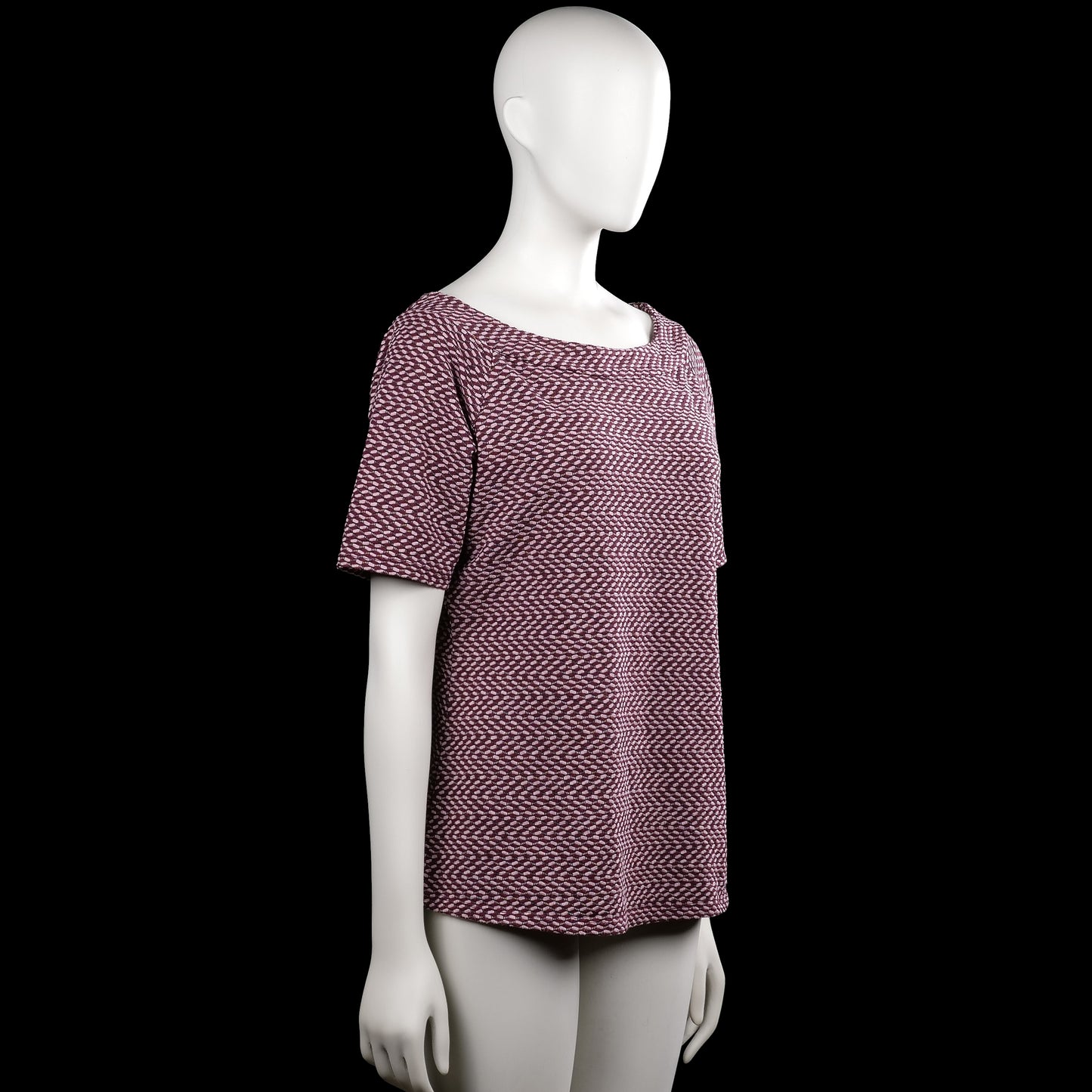 T-shirt - Burgundy & White - Size L