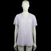 T-shirt - Lilac - Size L - Lilac solid short-sleeve top with a round neck and straight hem. Features scalloped cutout trim at the sleeve edges and hem.