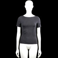 Vero Moda - T-shirt - Charcoal - Size S - Charcoal solid top with a boat neckline and short sleeves with plain cuffs. Straight hem with no visible closures.