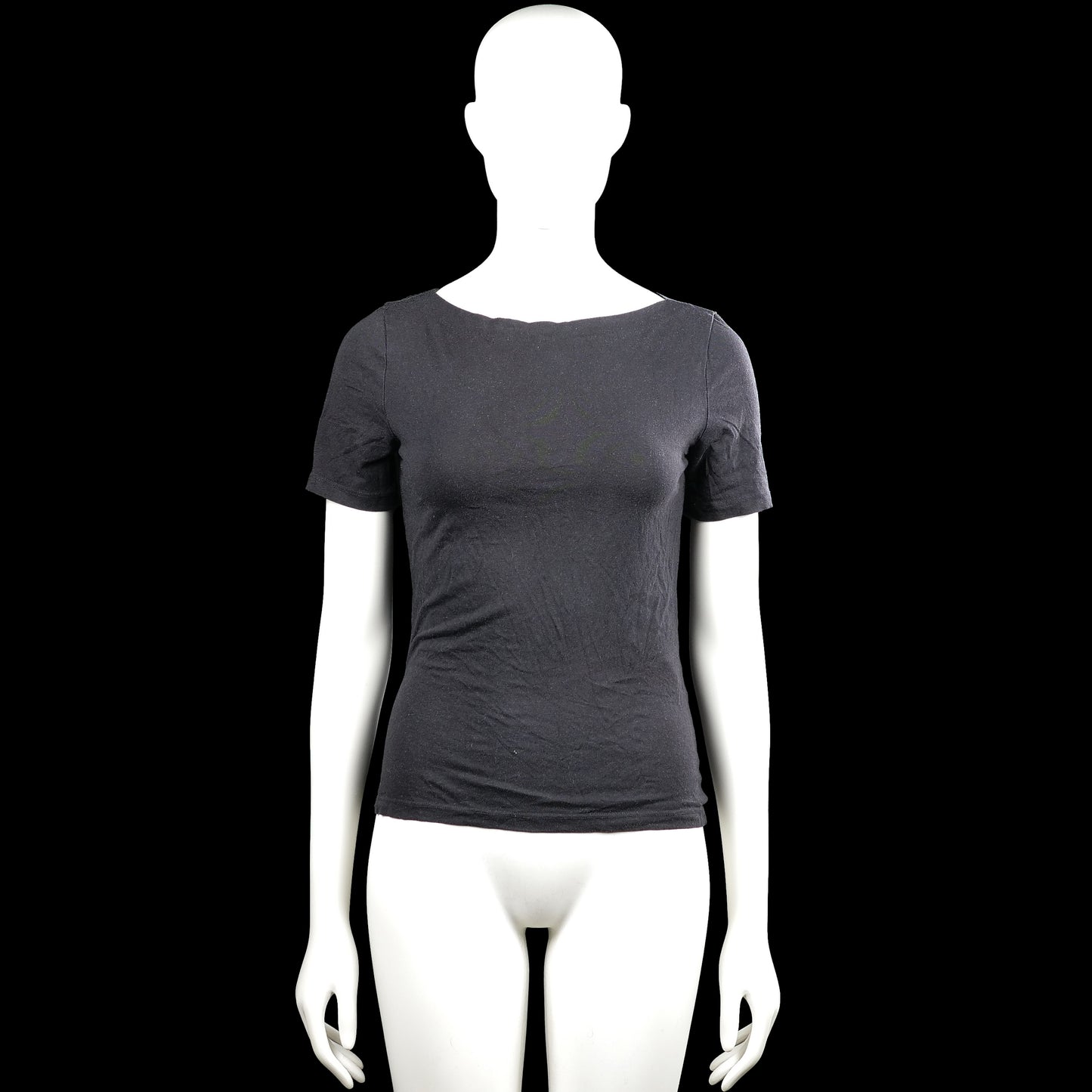 Vero Moda - T-shirt - Charcoal - Size S - Charcoal solid top with a boat neckline and short sleeves with plain cuffs. Straight hem with no visible closures.