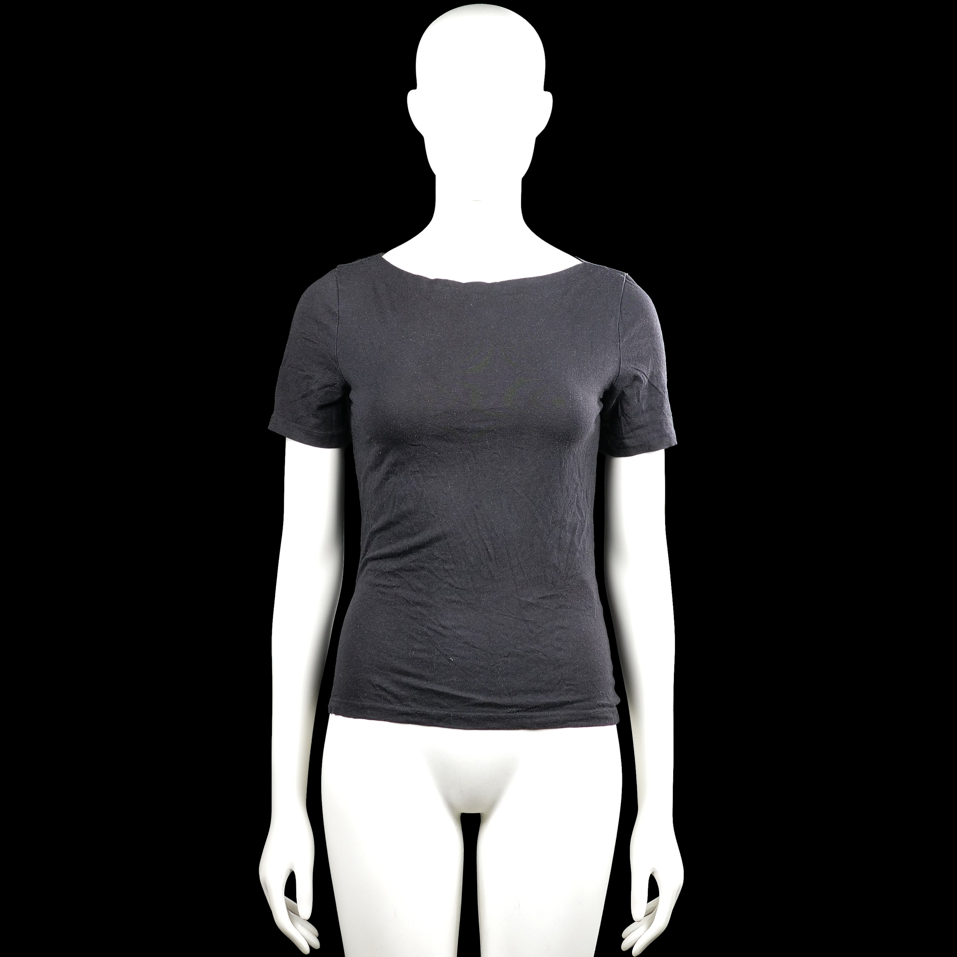Vero Moda - T-shirt - Charcoal - Size S - Charcoal solid top with a boat neckline and short sleeves with plain cuffs. Straight hem with no visible closures.