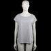 Esprit - T-shirt - Light Gray - Size M - Light gray solid top with a boat neckline and short sleeves. Curved hem with small side slits.