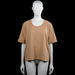 Crb - T-shirt - Camel - Size 46 - Camel solid top with a scoop neckline and short sleeves with plain cuffs. Straight hem with a small stitched patch near the lower front.