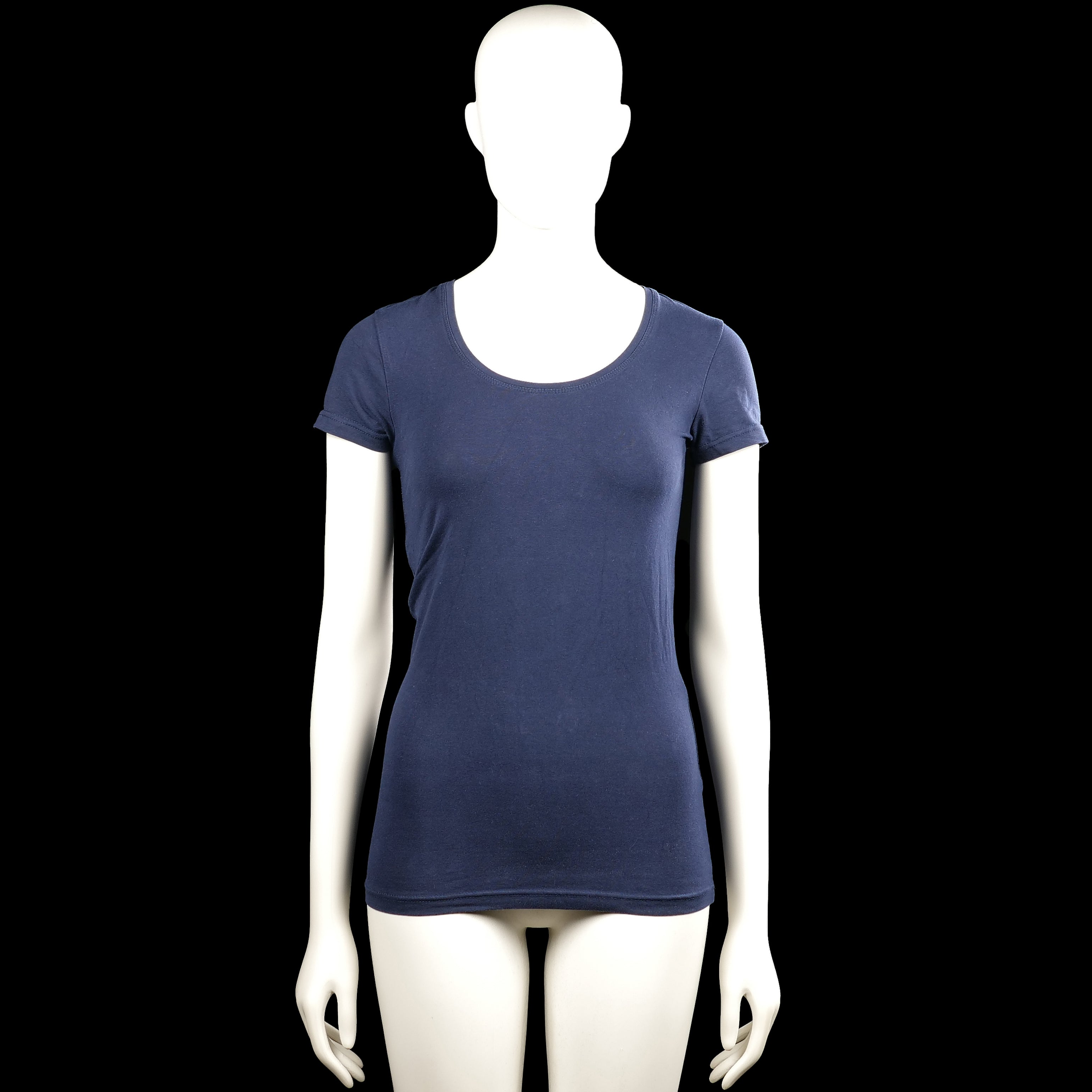 Sutherland - T-shirt - Navy - Size XS - Navy solid top with a scoop neckline and short sleeves. Straight hem with plain sleeve cuffs.