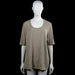 With love - T-shirt - Khaki - Size XL - Khaki solid top with a scoop neckline and short sleeves with plain cuffs. Features a straight hem and visible seam detailing down the sides.