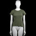 America today - T-shirt - Olive - Size S - Olive solid ribbed top with a round neckline and short sleeves. Straight hem and plain cuffs with no visible closures.