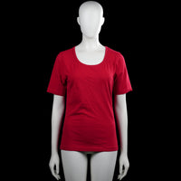 Flash - T-shirt - Red - Size M - Red solid top with a scoop neckline and short sleeves. Straight hem and plain cuffs.