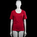 Flash - T-shirt - Red - Size M - Red solid top with a scoop neckline and short sleeves. Straight hem and plain cuffs.