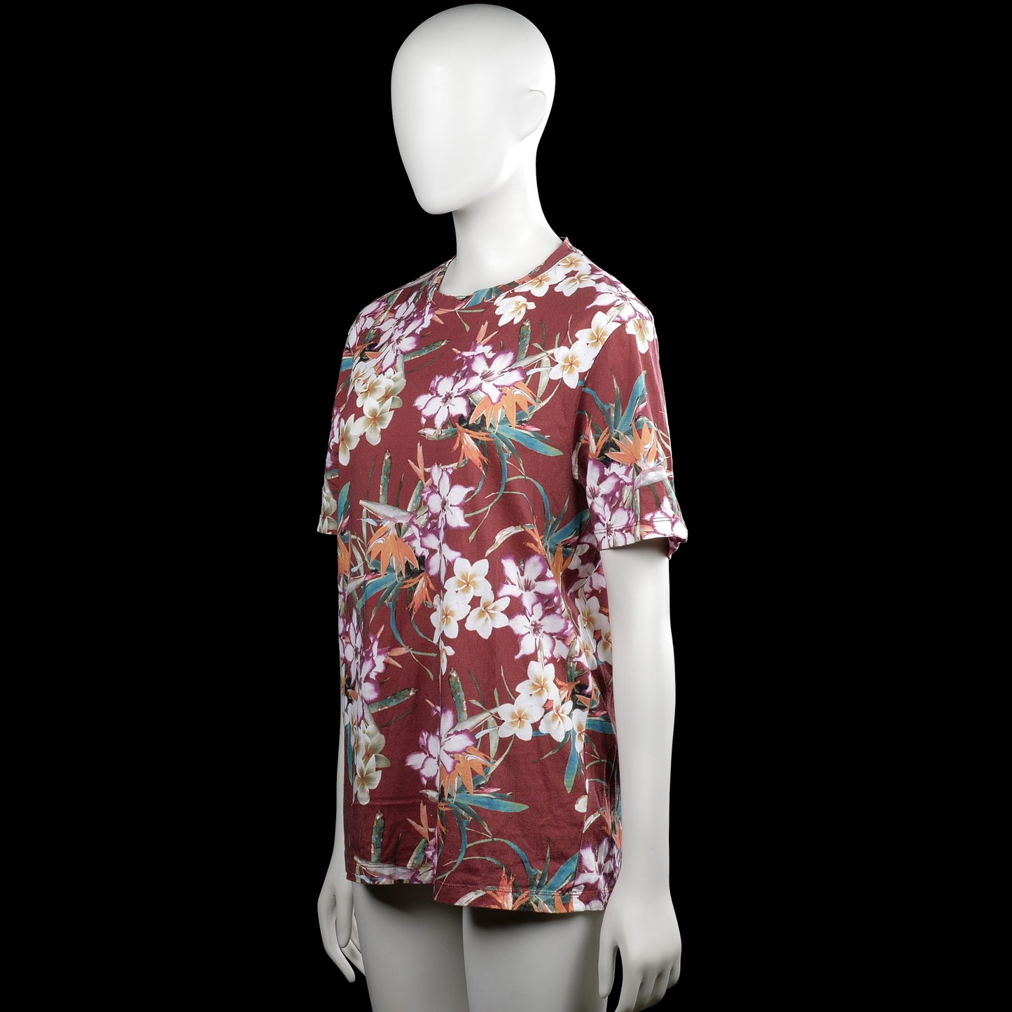 T-shirt - Burgundy & White - Size M
