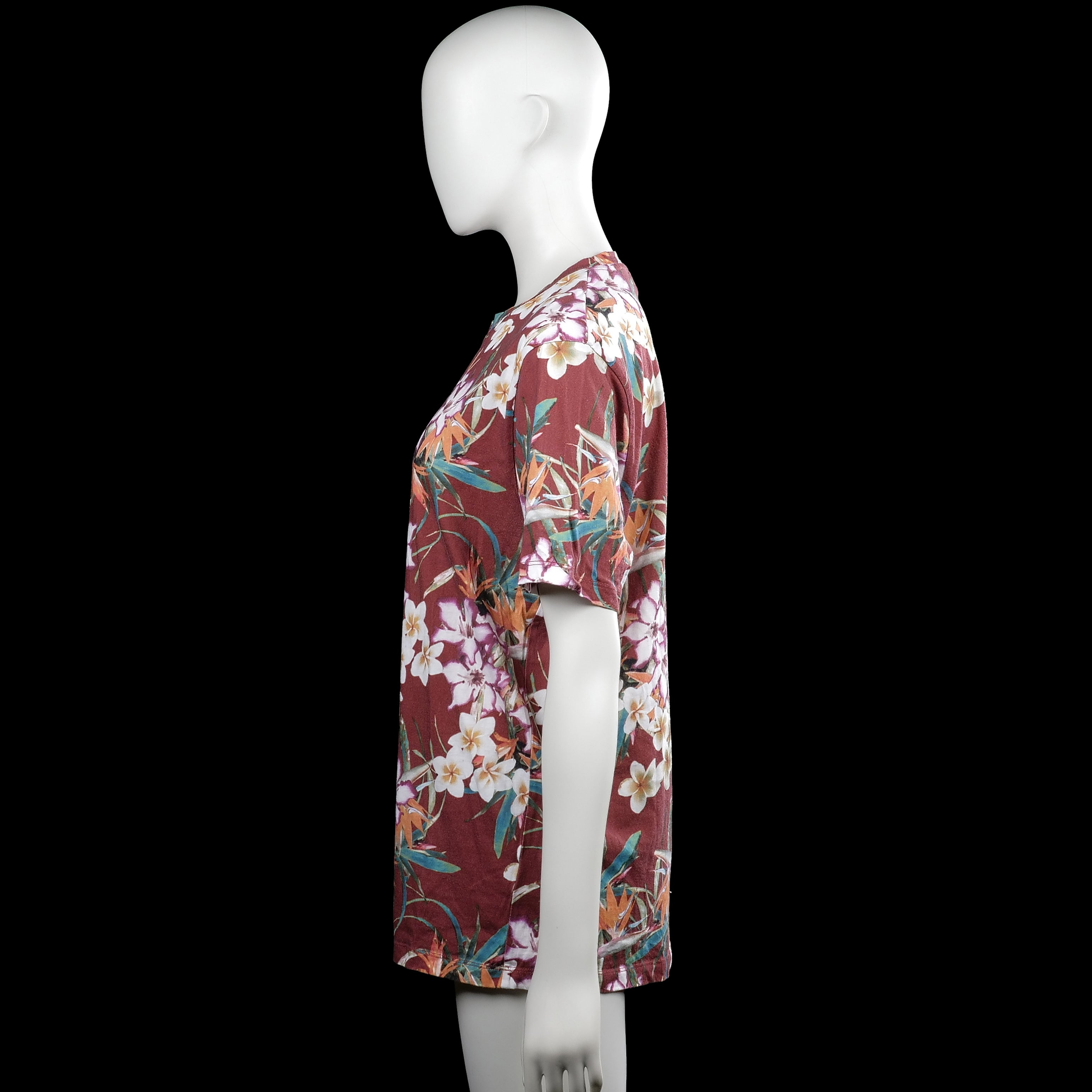 T-shirt - Burgundy & White - Size M
