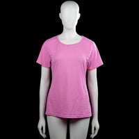 Tribute - T-shirt - Pink - Size XL - Solid pink top with a scoop neckline and short sleeves. Straight hem with plain sleeve cuffs.