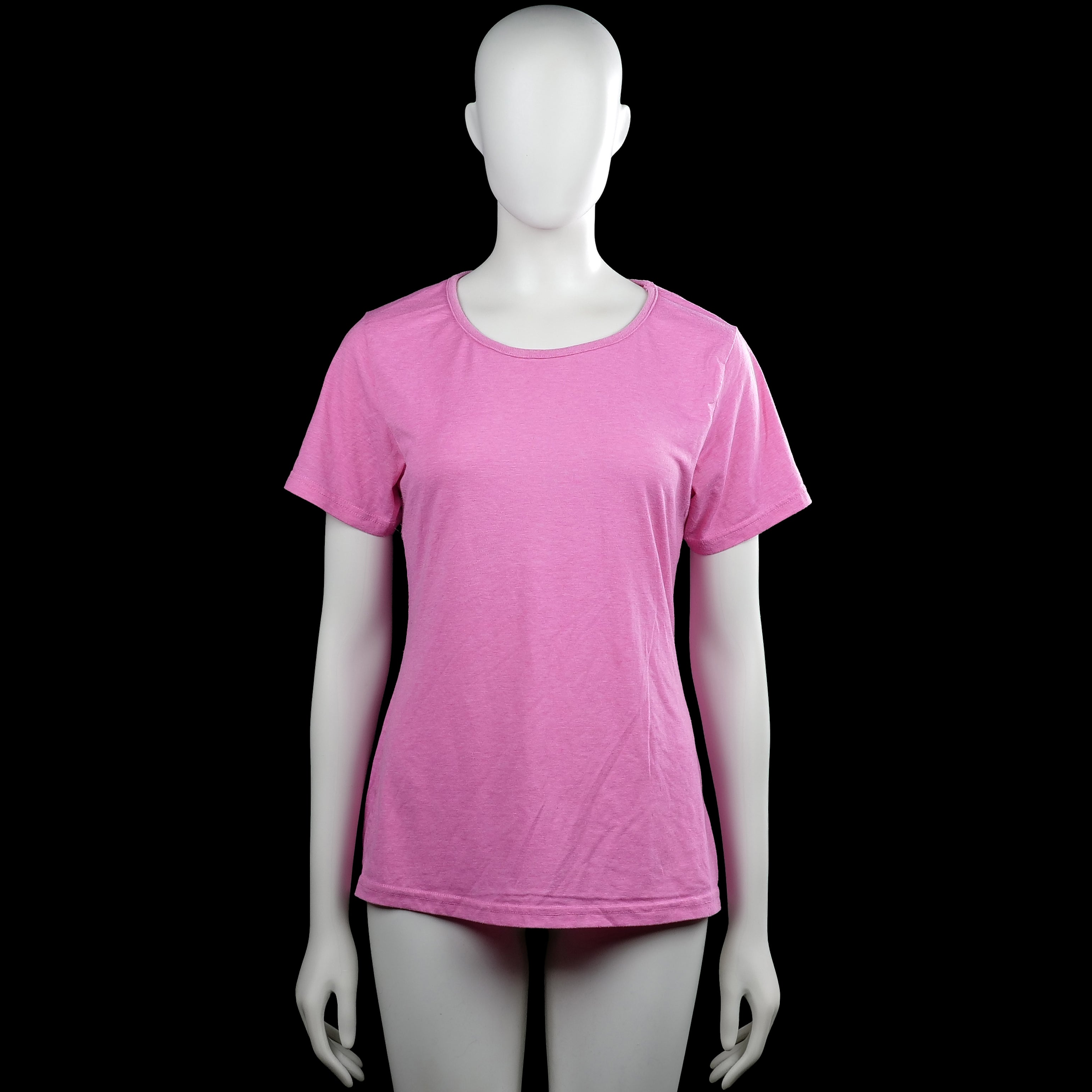 Tribute - T-shirt - Pink - Size XL - Solid pink top with a scoop neckline and short sleeves. Straight hem with plain sleeve cuffs.