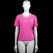 Micha - T-shirt - Pink & Light Pink - Size S - Pink solid short-sleeve top with a round neck and a sheer panel around the neckline. Straight hem and plain cuffs.