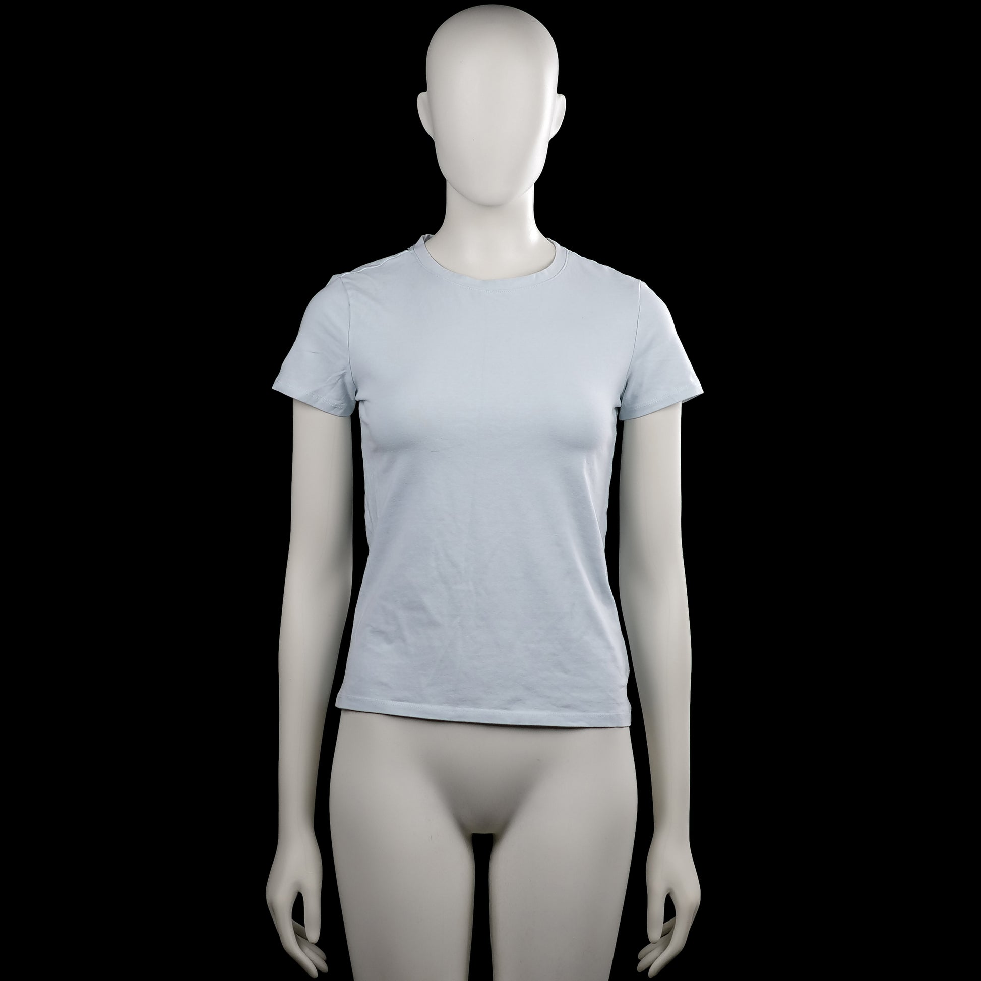 Primark - T-shirt - Light Blue - Size S - Light blue solid T-shirt with a round neckline and short sleeves. Straight hem and plain cuffs.