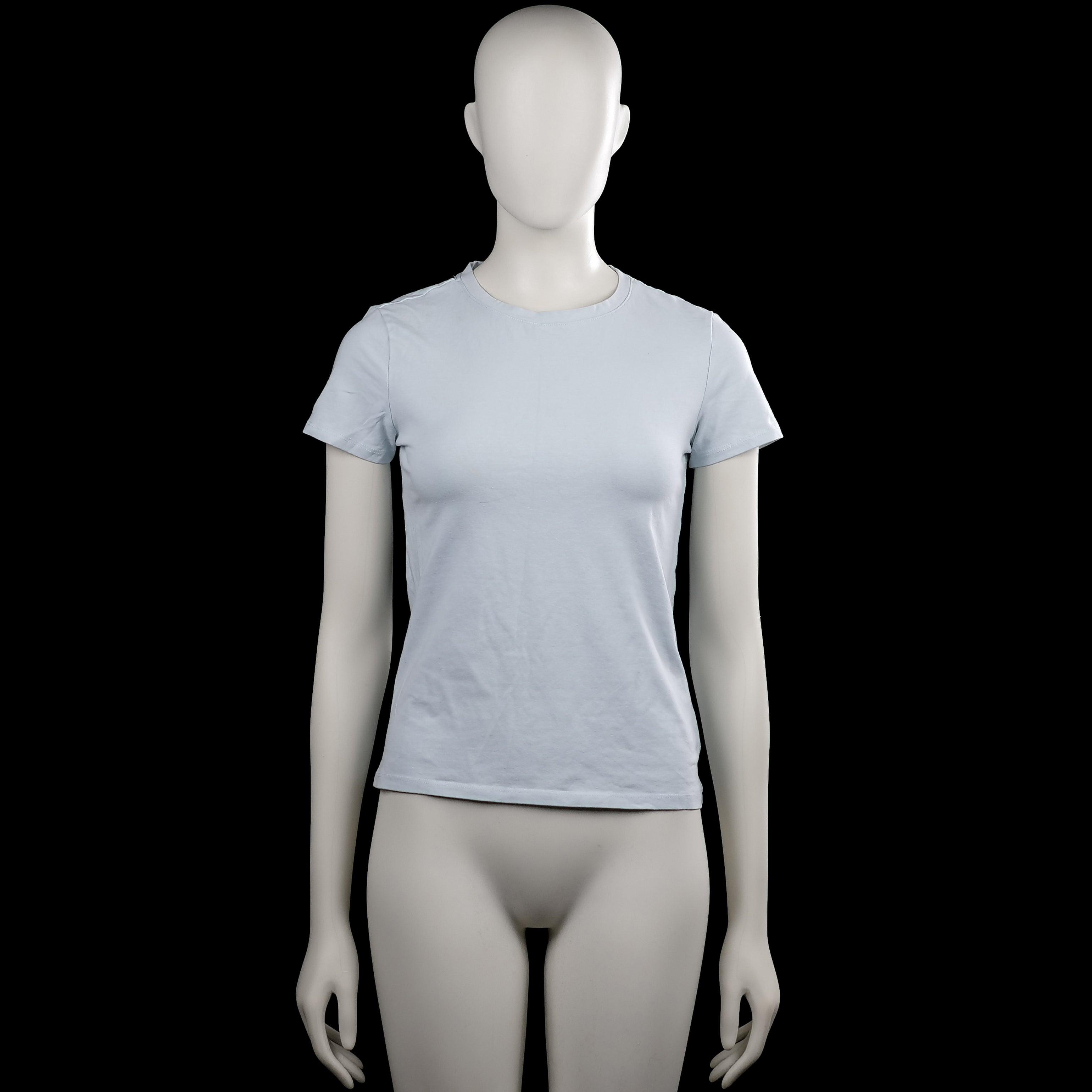 Primark - T-shirt - Light Blue - Size S - Light blue solid T-shirt with a round neckline and short sleeves. Straight hem and plain cuffs.