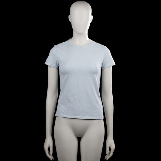 Primark - T-shirt - Light Blue - Size S - Light blue solid T-shirt with a round neckline and short sleeves. Straight hem and plain cuffs.