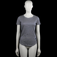 G-star raw - T-shirt - Navy & Light Gray - Size XS - Navy and light gray striped top with a round neck and short sleeves. Curved hem with plain sleeve cuffs.