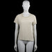 Monkl - T-shirt - White & Beige - Size S - White and beige striped top with a round neck and short sleeves. Features plain sleeve cuffs and a straight hem.