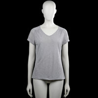 Salomon - T-shirt - Light Gray - Size M - Light gray solid top with a V-neckline and short sleeves. Features plain cuffs and a straight hem.