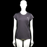 Activefit - T-shirt - Charcoal - Size S - Charcoal solid short-sleeve top with a round neck and plain sleeve cuffs. Straight hem with visible seam detailing and a small chest logo.